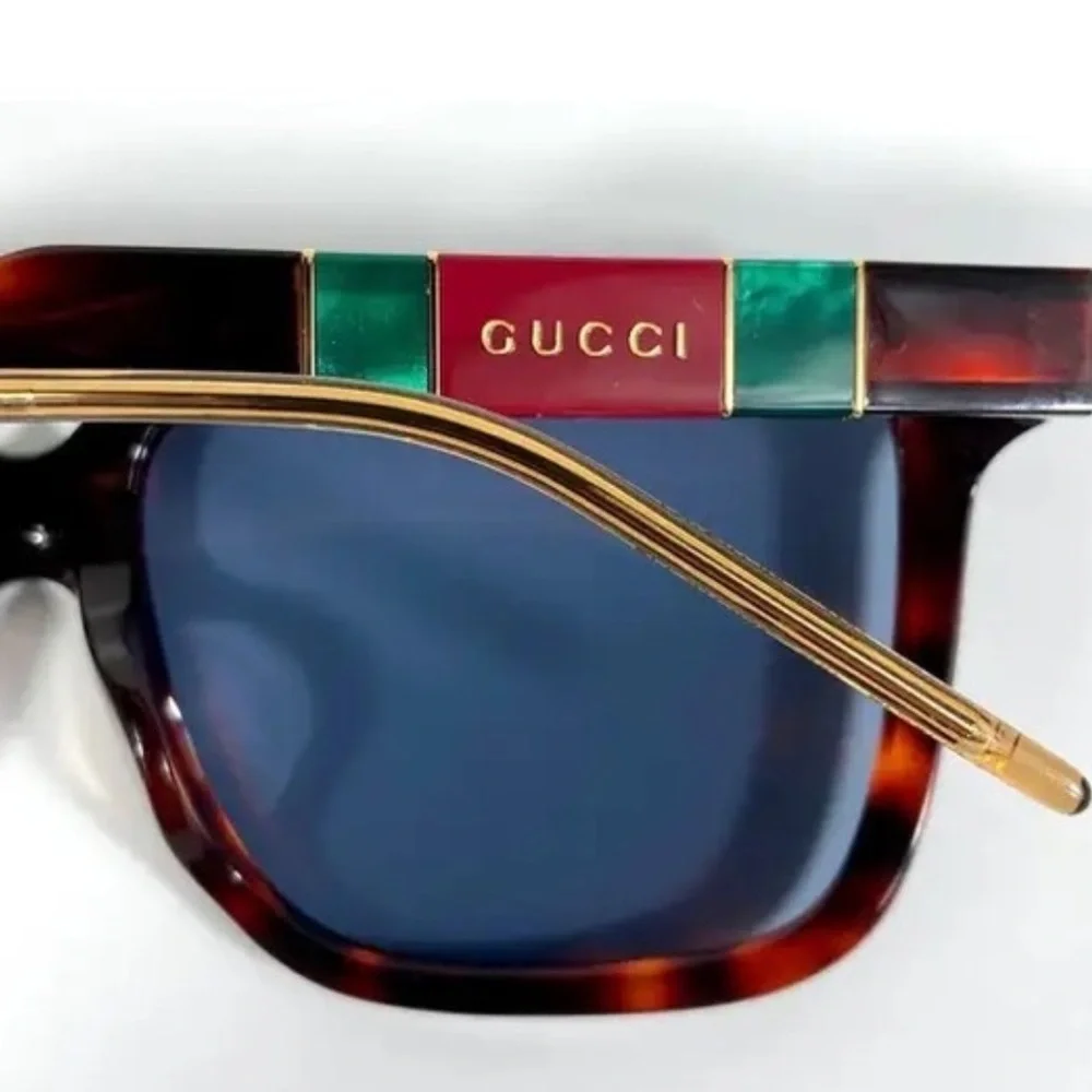 GUCCI Oversized Square Sunglasses Black Tortoise Shell Pearlescent Luxury NWT